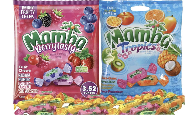 Generic Berrytasty and Tropics Assorted Fun flavored Mamba Fruit Chews | Individually Wrapped