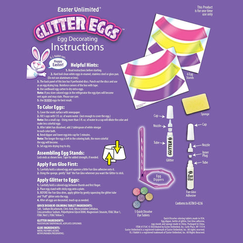 Set Vibrant Easter Egg Glitter Decorating