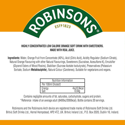 Robinsons 6 Count Mini - No Added Sugar - Low Calorie - Orange