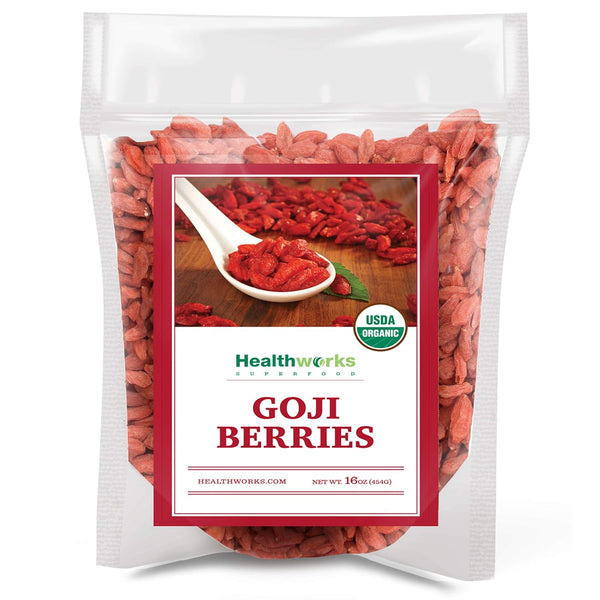 Healthworks Raw Goji Berries - 16 Ounces, Certified Organic, Sun-Dried, Keto, Vegan, Non-GMO Superfood