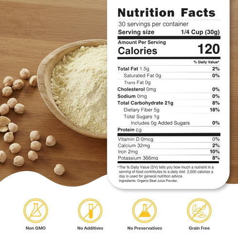 1.5 lb, Quay Naturals Organic Chickpea Flour, Garbanzo Bean Flour, Non-GMO, Gluten-Free, Vegan. Ideal for Baking