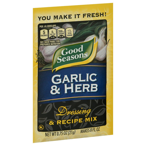Good Seasons Salad Dressing & Recipe Mix, Garlic & Herb, 0.75 oz, 6 Pack