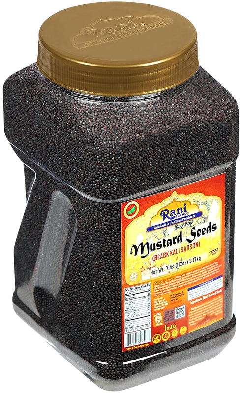 112oz (7lbs) 3.18kg Rani Black Mustard Seeds Whole Spice (Kali Rai) Bulk PET Jar ~ All Natural | Gluten Friendly |