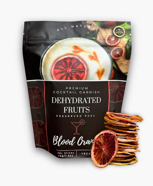 30 Dried Blood-Orange Slices | Slices | Preserved Peel - Premium DRIED FRUITS for Cocktail Garnishes for Bars