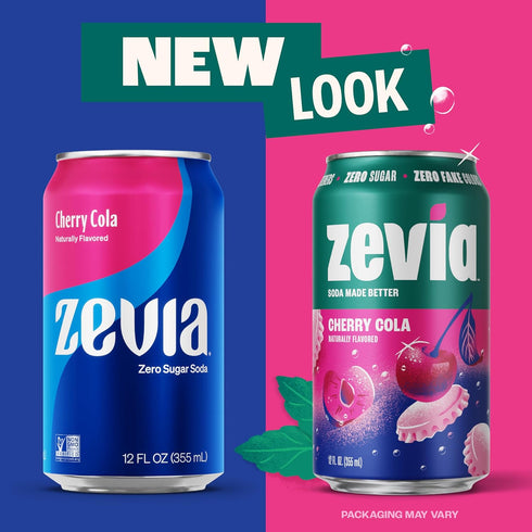 12 (Pack 12) Zevia Zero Sugar Soda, Cherry Cola, Ounce Cans