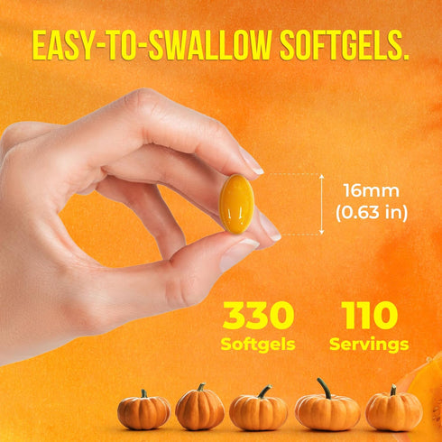 330 3000mg FreshDrinkUS, Premium Pumpkin Seed Oil Softgels with Saw Palmetto, Per Serving, Cold Pressed, Pure Virgin