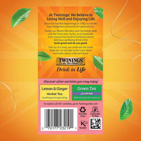 20 Count (Pack 6), 120 Twinings Raspberry & Lemon Herbal Tea Individually Wrapped Bags, of Fruity & Zesty, Naturally