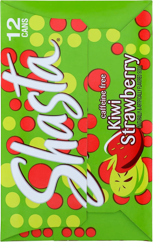 12-Pack 12oz Shasta Kiwi Strawberry | Sweet Strawberry Meets Tart Kiwi | Caffeine-Free Soft Drink | of Cans | Fruity