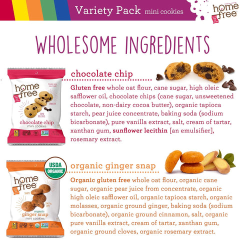 Homefree Mini Cookies Variety Pack, Gluten Free, Nut Free, Vegan Snack Packs (Pack of 10)