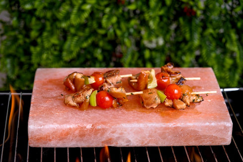 Set 12" 8" 1.5" 100% Spantik Professional Salt Block with Steel Tray x x Himalayan Cooking Plate for Grilling, Cooking