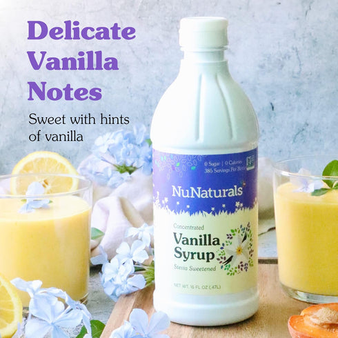 16 oz (Pack 2) NuNaturals Stevia Syrup, Sugar-Free Sweetener, Plant-Based Sugar Substitute, Zero Calorie, Vanilla