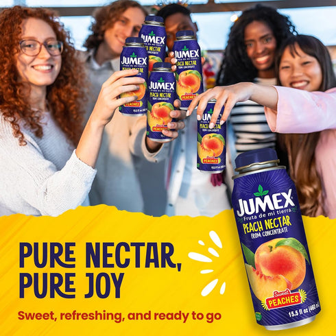 15.5oz, 12 Pack Jumex Peach Nectar Lata Botella - Made with Fresh Fruit Puree & Peach Juice Concentrate for Fruit