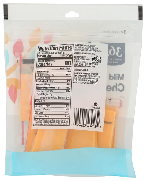 365 by Whole Foods Market 6 oz , Mild Cheddar Cheese Bar Snack