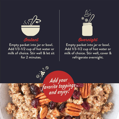 Packets, (10 Count, 1.6 oz. Packets) Wella Cereal Oatmeal Alternative, Gluten-Free Breakfast Hot Cereal, Grain-Free