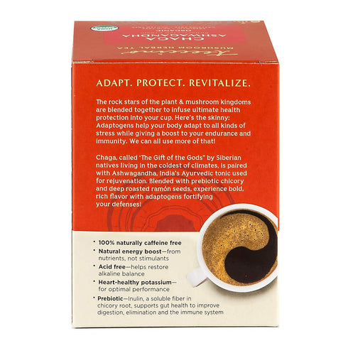 Teeccino Chaga Ashwagandha Tea - Butterscotch Cream - Organic Herbal Tea, 10 Tea Bags, Caffeine Free, Gluten Free,