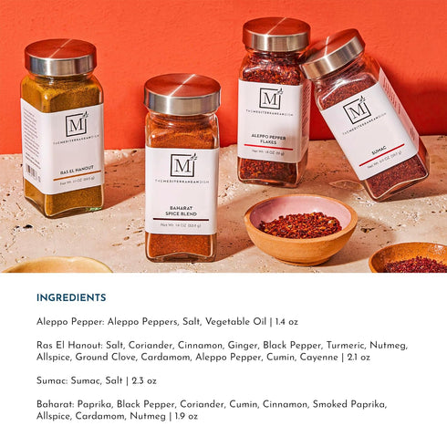 Set 4 The Mediterranean Dish Everyday Spice Bundle - Allspice, Coriander, Cardamom and Cumin - Essential Mediterranean