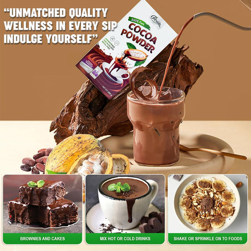 100% (500 Pure Cocoa Powder Cocoa Rich Flavanols From Trinitario Cacao Beans, Natural, Non-Alkalized, Unsweetened Rich