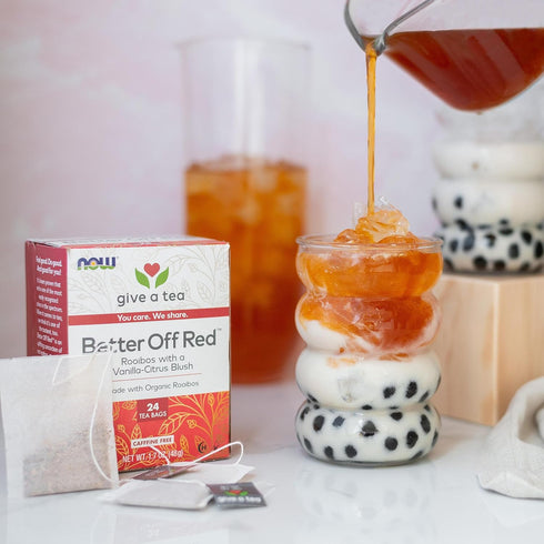 24 NOW Foods Give a Tea Better off Red Rooibos Tea with a Vanilla-Citrus Blush, Caffeine-Free, bags