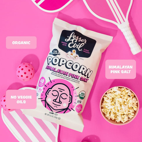 0.46 Oz, Pack 24 LesserEvil Himalayan Pink Salt Organic Popcorn, Premium Quality, Minimally Processed, No Vegetable