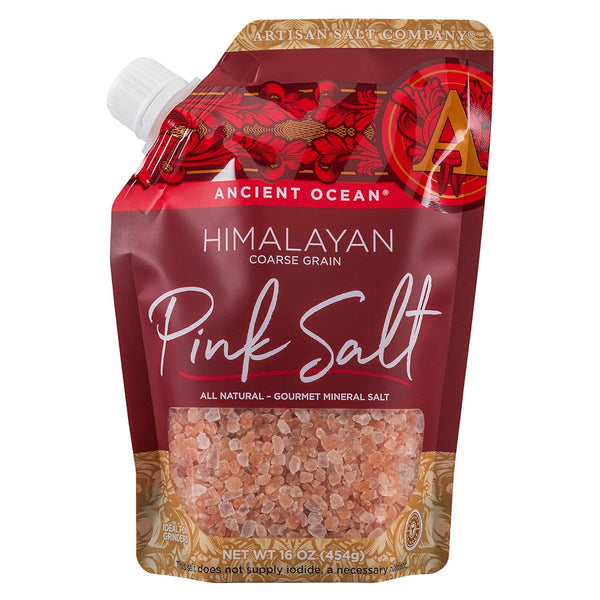 SaltWorks Ancient Ocean Himalayan Pink Salt, Artisan Pour Spout Pouch, Himalayan (Coarse)