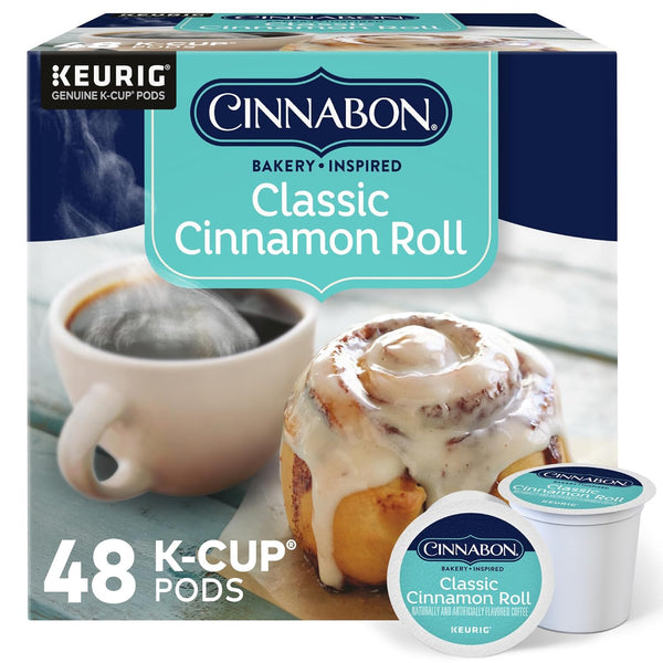 CINNABON Classic Cinnamon Roll Keurig Single-Serve K-Cup Pods, Light Roast Coffee, 48 Count