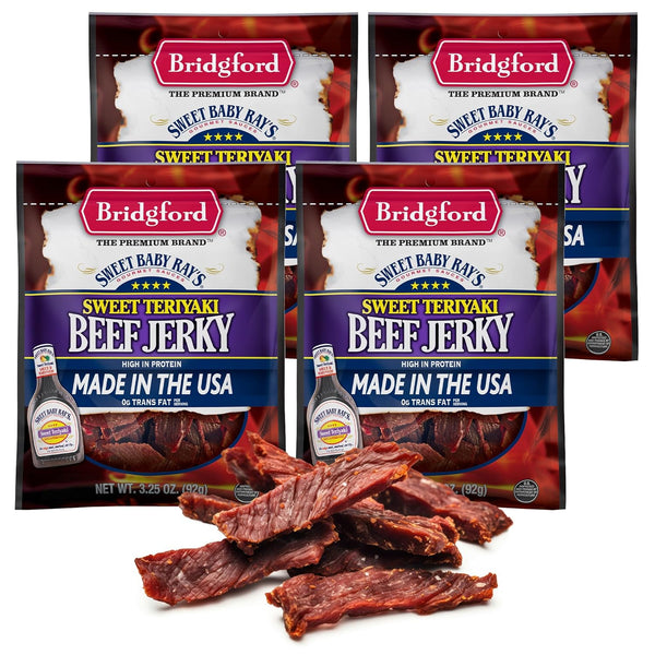 Bridgford Sweet Baby Ray's Beef Jerky Sweet Teriyaki 3.25 oz Pack of