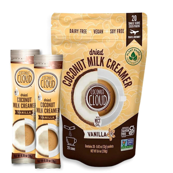 Coconut Cloud Dairy-Free Coffee Creamer, Minimally Processed, Vegan, Gluten Free, Non-GMO (Vanilla - 20 Sticks)