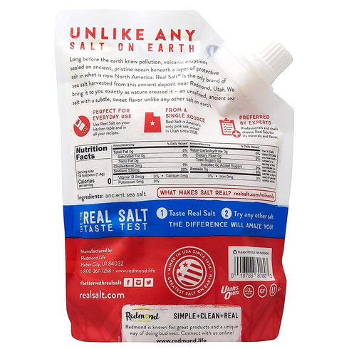 16 (1 Pack) Redmond Real Sea Salt - Natural Unrefined Gluten Free Kosher, Ounce Pouch