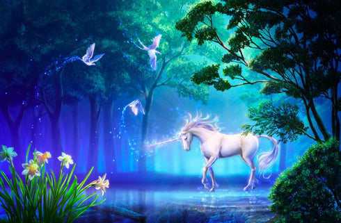 1/4 Sheet Unicorn Colorful Background Edible Icing Image Cake Topper