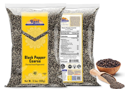 Rani Coarse Ground Black Pepper 28 Mesh (Table Grind) - 3.5oz (100g) | All Natural, Vegan, Gluten Friendly