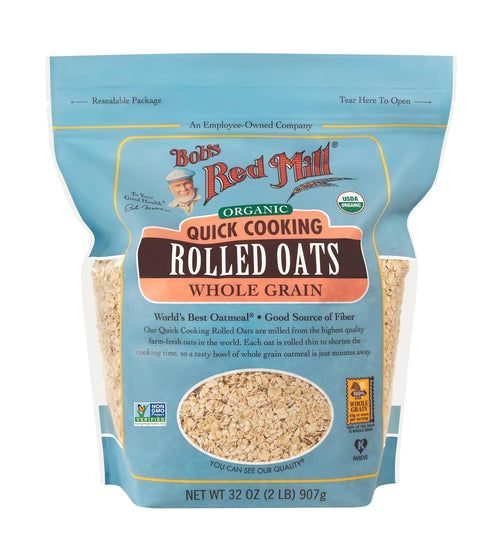 32oz (Pack 4) Bob's Red Mill Organic Quick Cooking Rolled Oats, of - Non GMO, Whole Grain, Vegan, Kosher