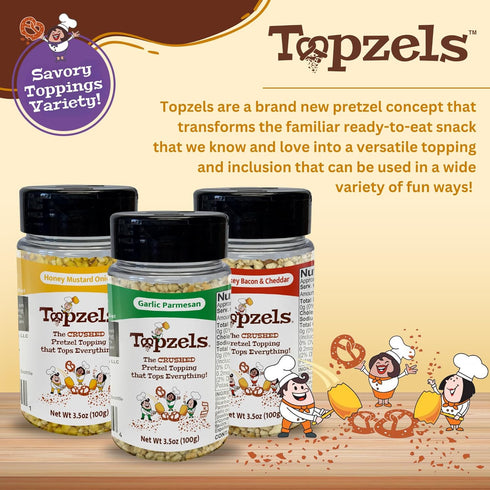 3.5 Oz (Pack 3) Savory Salad and Baked Potato Toppings by Topzels, Savory Variety - Includes Three Flavors | of | No