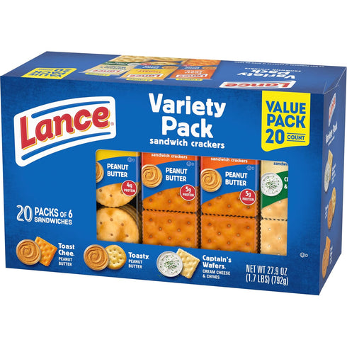 Pack, 3 20 Packs, 6 Lance Sandwich Crackers, Variety Flavors, Individually Wrapped Sandwiches Each