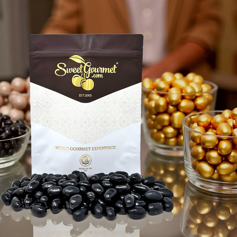 1 SweetGourmet Black Licorice Jumbo Jelly Beans, Bulk Unwrapped Candy, Pound