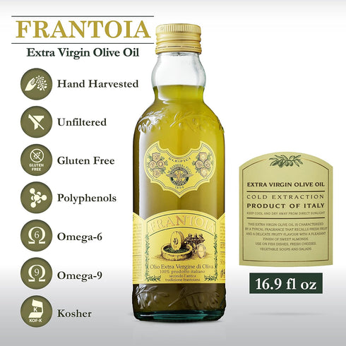16.9 oz (500mL) 24 Frantoi Extra Virgin Olive Oil, fl Award-Winning Sicilian EVOO Made from Biancolilla, Nocellara del