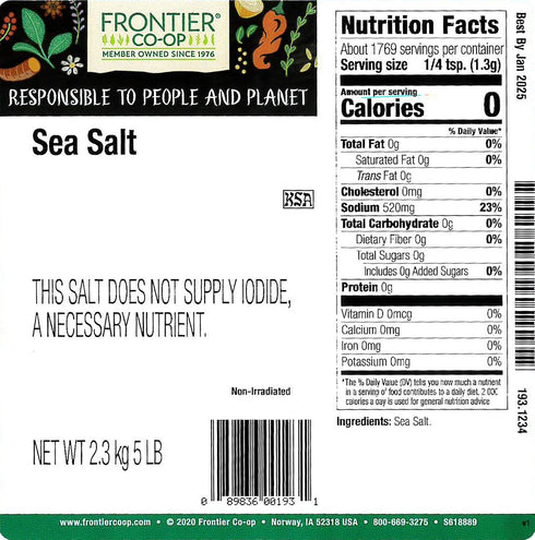 (5 lbs) Frontier Natural Products Co-op Sea Salt
