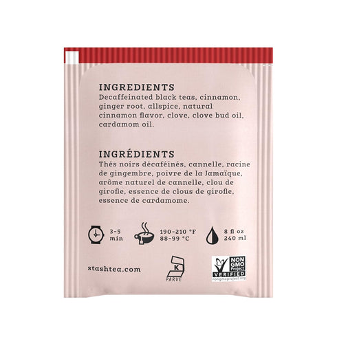 18 Count (Pack 6) 108 Stash Tea Decaf Chai Spice Black Tea - Decaf, Non-GMO Project Verified Premium Tea with No