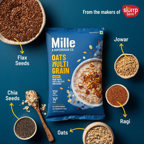 10% 25% 17.64 Oz (500g) Mille High Protein Multigrain Oats Mix | Plant Protein & Fiber | Made with Oats, Millets