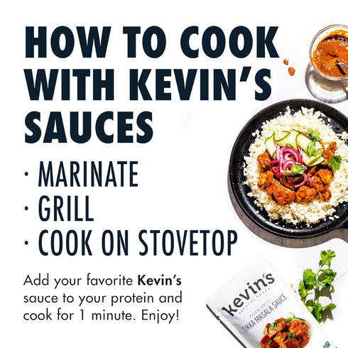 Simmer 3 Pack Kevin's Natural Foods Tikka Masala Sauce - Keto and Paleo Stir-Fry Sauce, Gluten Free, No Preservatives