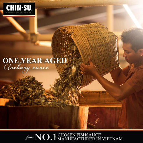 Chin-Su Fish Sauce, Premium Vietnamese, Fresh Anchovies Salted On Boat, One-Year Aged, Gluten Free, 24.3 Oz