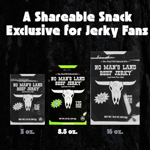8.5oz No Mans Land Beef Jerky - Fajita Lime | Slow-Dried, Smoked & Seasoned Jerky Strips | High Protein, Low Carb, Low