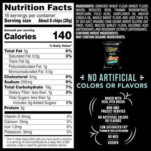 16 OZ STACYS SNACKS Sea Salt Pita Chips