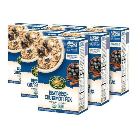 11.3 oz (Pack 6), Nature's Path Organic Blueberry Cinnamon Flax Instant Oatmeal, of Non-GMO