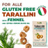 For Alle 6x1.05 oz (6.34 oz) (Pack 4) Gluten-Free Tarallini with Fennel and Extra Virgin Olive Oil, Traditional Italian