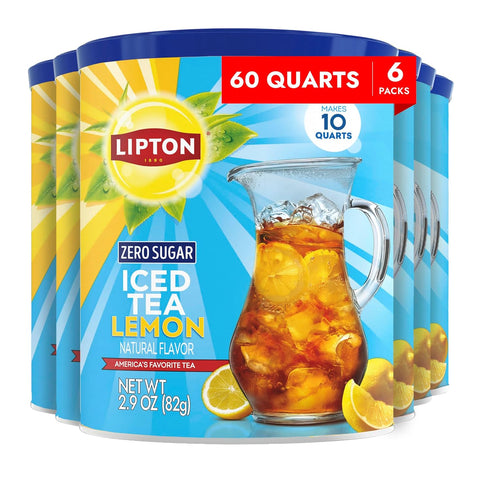 Lipton Zero Sugar Iced Tea Mix, Lemon Flavor Black Iced Tea, Makes