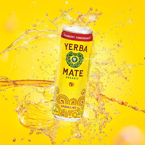 12 Oz, 80mg Guayak Yerba Mate, Sparkling Energy Drink Alternative, Organic Cranberry Pomegranate Flavor, Natural