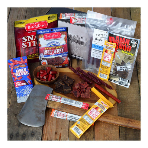 ManSnacks Jerky Gift Basket for Men | Variety of Beef Jerky, Beef Sticks, Turkey Sticks, Sausage Bites, Cheese Sticks