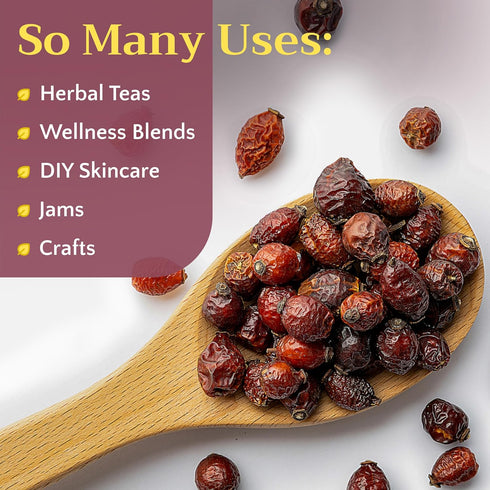 1 lb (16oz) Rose Hips Tea - Dried Whole Rosehip Fruit Herb (Rosa Canina) - Natural Rose Hip Herbal Tea Loose, Bulk