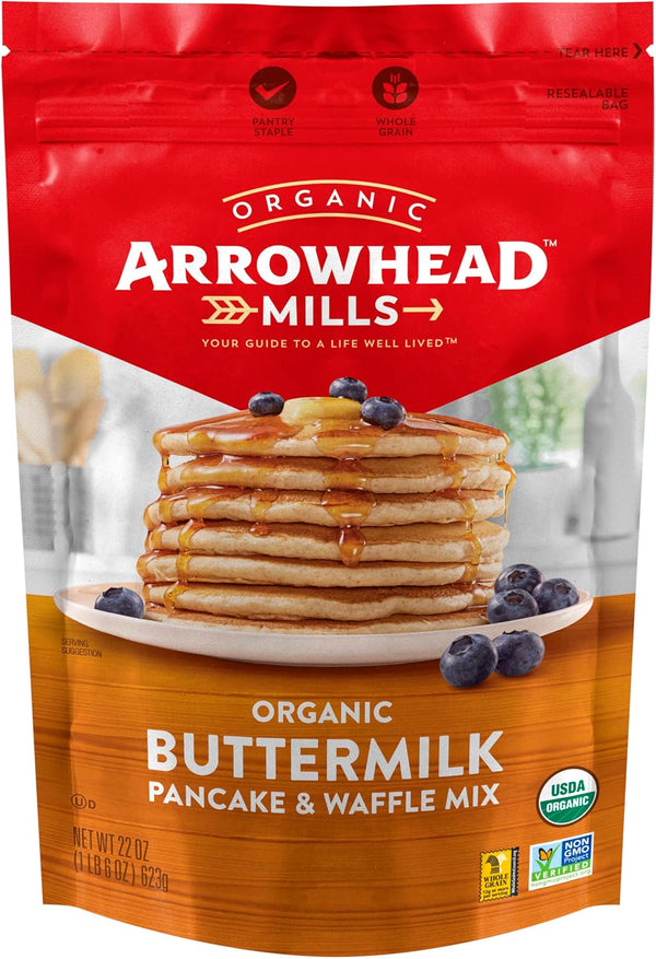 Arrowhead Mills Buttermilk Pancake & Waffle Mix, 22 Ounce (Pack of 6)