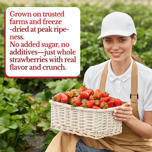 5.64oz Freeze Dried Whole Strawberries - Naturally Crispy Dehydrated Strawberry Fruit Snacks in Resealable Jar